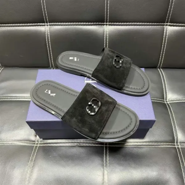 Design Suede Slide Sandals Purple / Black Slippers - 3