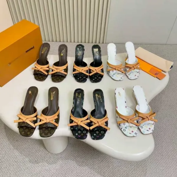 Louis Vuitton Monogram Bow Mule Brown Beige Sandals - 4