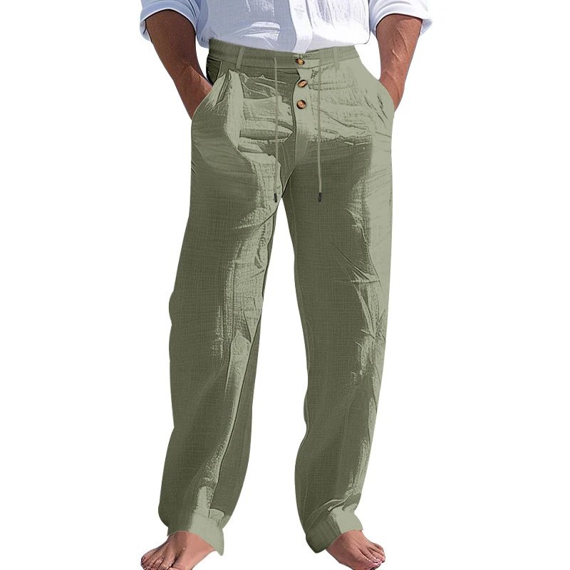 Design Wide-Leg Linen-Blend Trousers Black Pants - 28