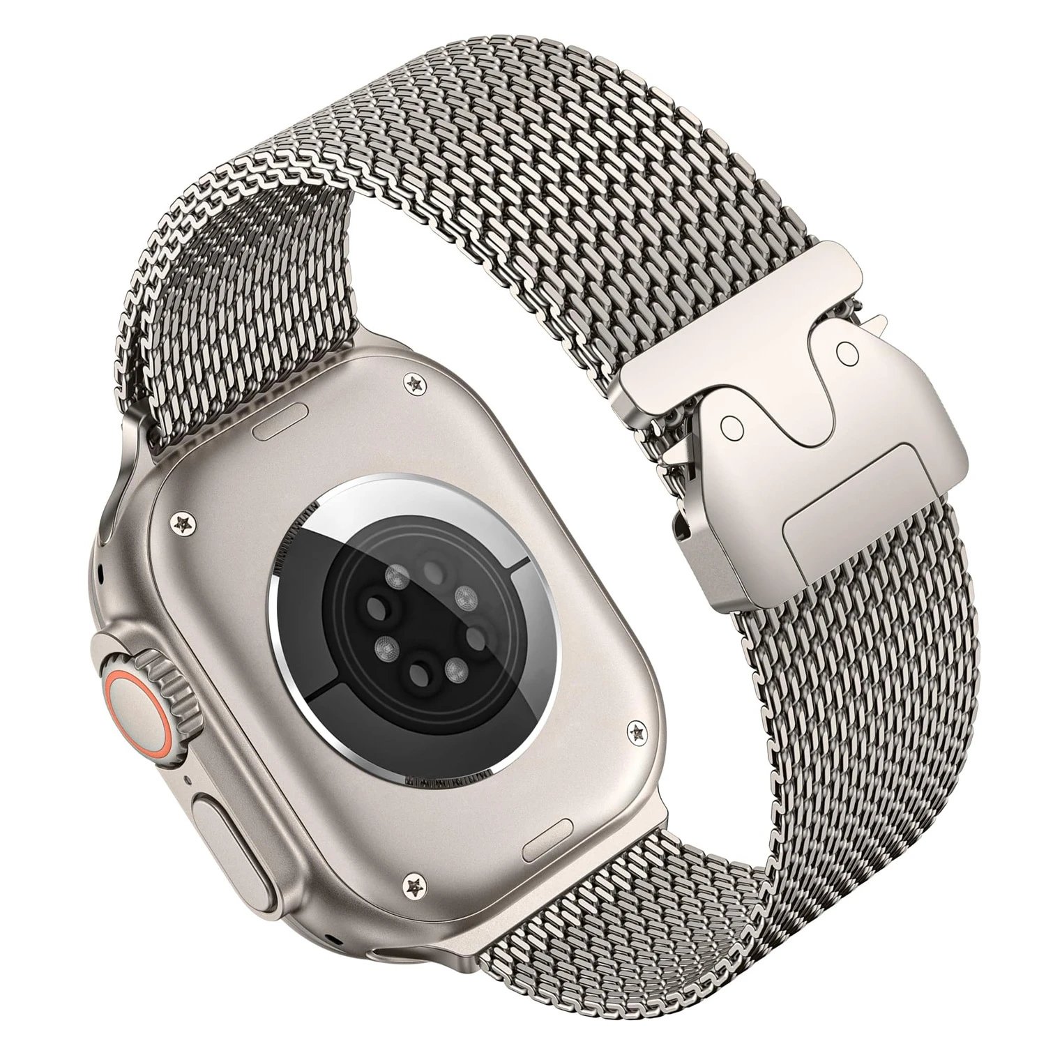 Kunpeng Milanese Loop Silver Stainless Steel Watch Band for Apple Watch 49mm