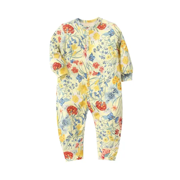 Design Striped Ribbed Footed Romper Brown and White Sleepwear - 6