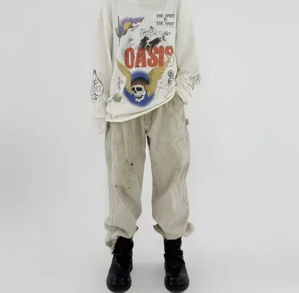 Design Cargo Pants Light Gray Washed Utility Pants - 21