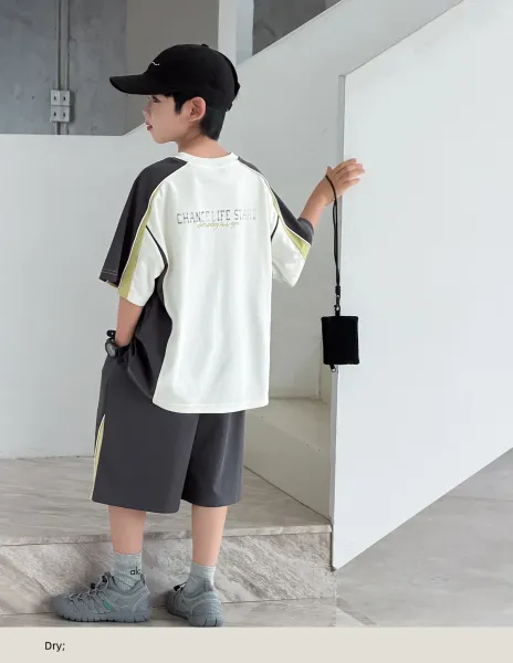 Design '96 Club' Graphic T-Shirt and Shorts Set White / Black / Yellow Casual Set - 10