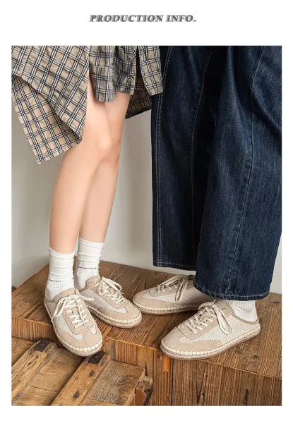 Design Espadrille Mule Sneaker Beige Casual Shoes - 3