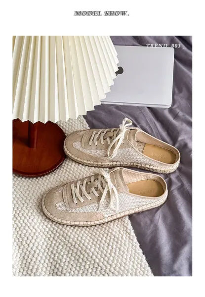 Design Espadrille Mule Sneaker Beige Casual Shoes - 5