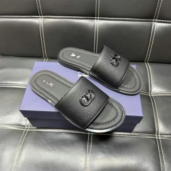 Design Suede Slide Sandals Purple / Black Slippers - 17