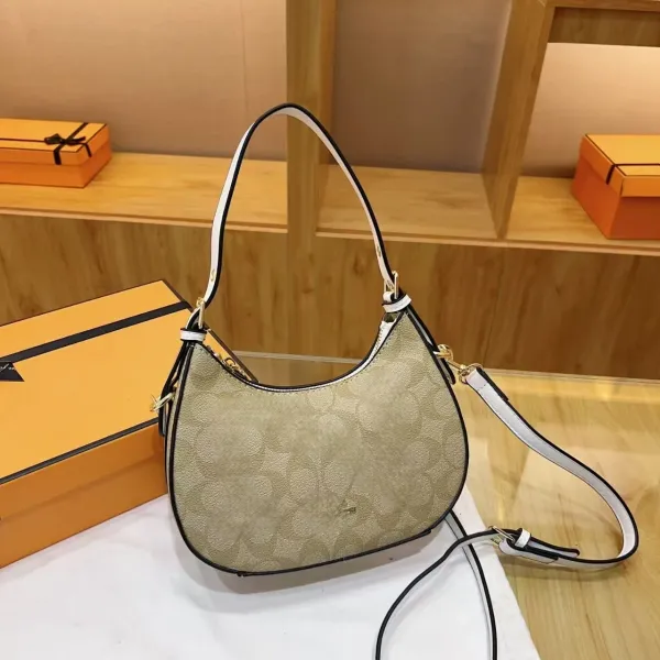 Design Hobo Bag White with Black Trim Shoulder Bag - 17