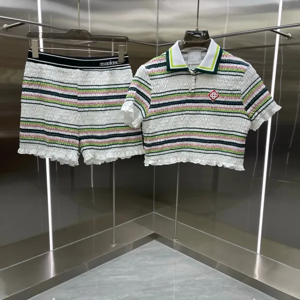 Design Asaplane Smocked Striped Polo and Shorts Set Multicolor Sets - 2