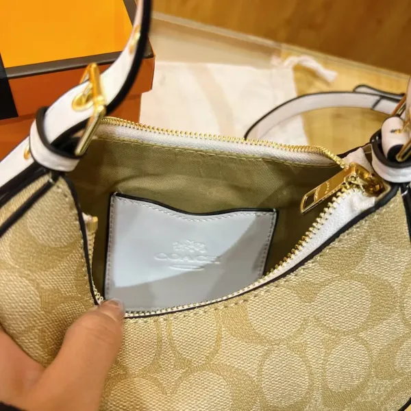 Design Hobo Bag White with Black Trim Shoulder Bag - 18