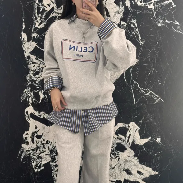Celine Logo Patch Gray Hoodie - 6