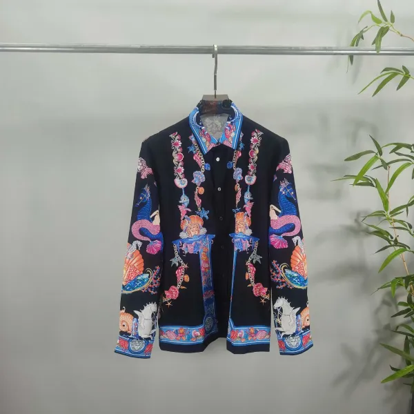 Versace Baroque Print Shirt and Shorts Set Navy Multicolor - 2