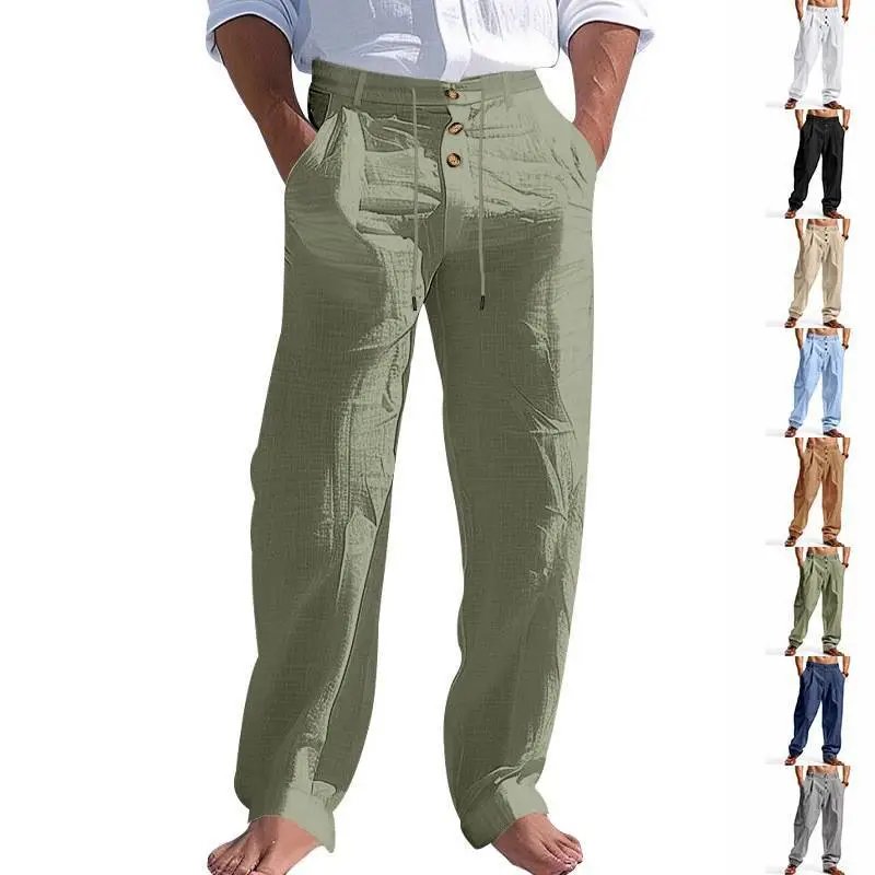 Design Wide-Leg Linen-Blend Trousers Black Pants - 3