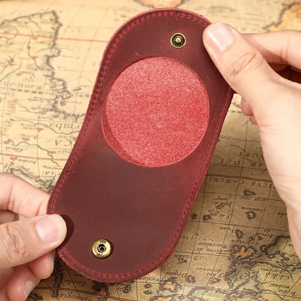 Design Leather Coin Purse Burgundy Red Wallet - 1