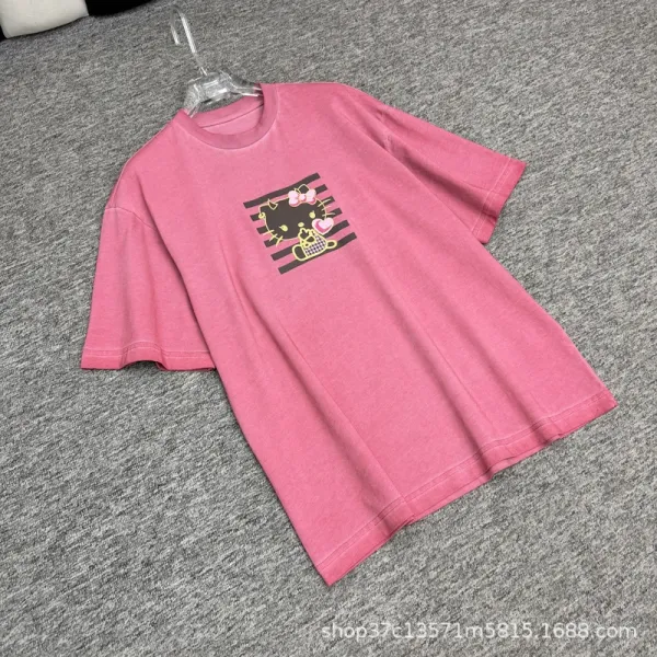 Hello Kitty Graphic Print Oversized Gray T-Shirt - 11
