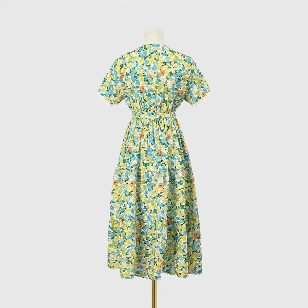 Design Floral Wrap Midi Dress Black White - 5