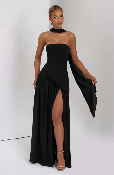 Design Olive Green Asymmetrical Halter Gown Dress.formal Dress - 45