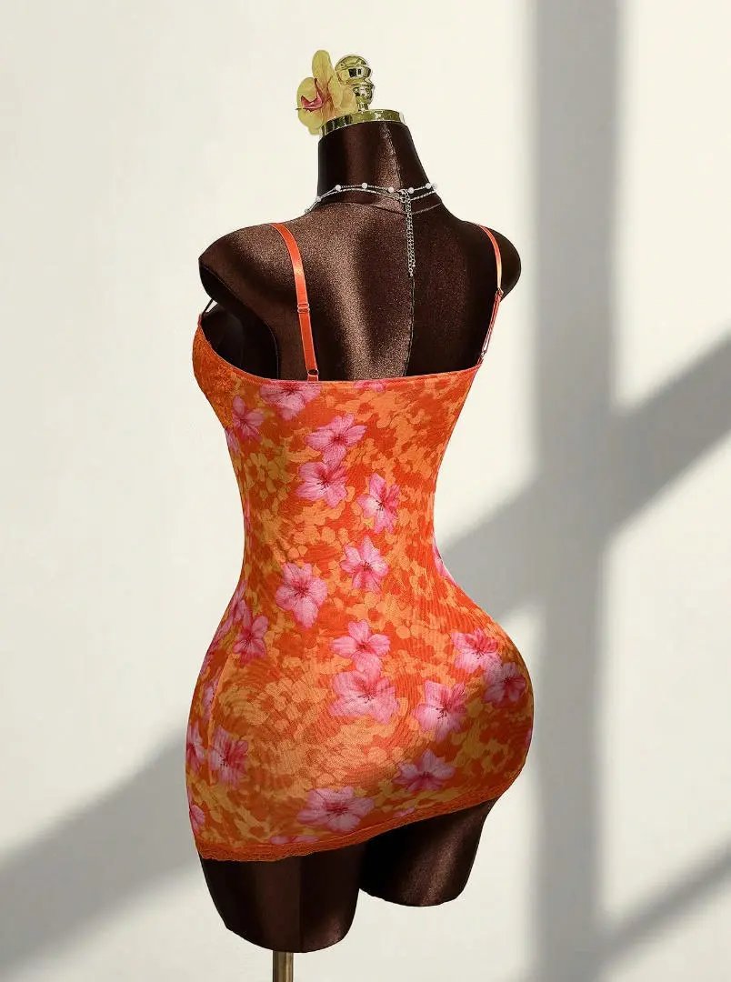 Design Leopard Print Lace Trim Bodysuit Yellow Underwear - 6
