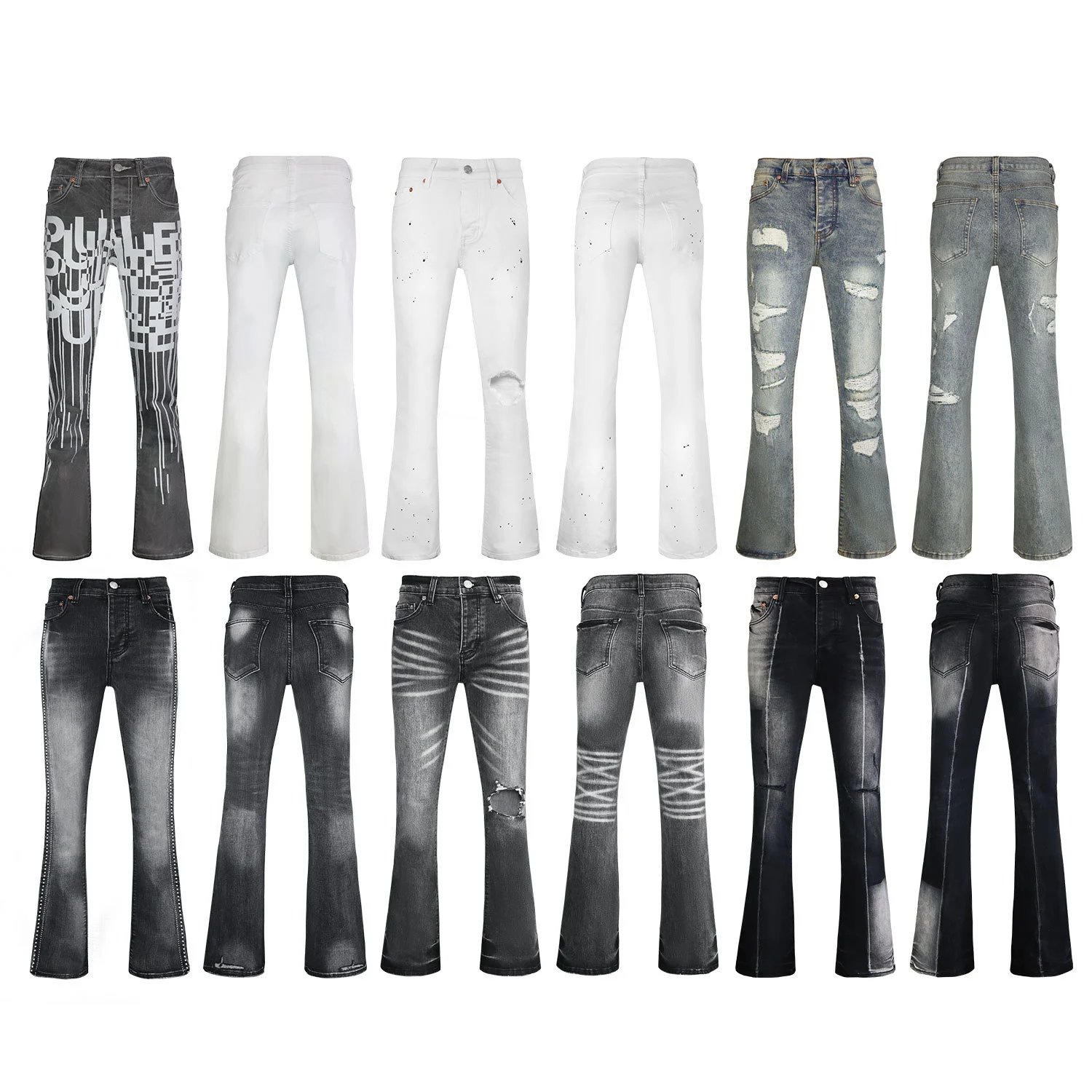 Purple Brand Rhinestone Work Jeans Flare