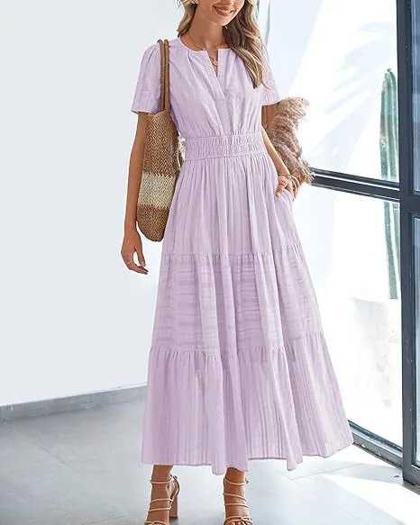 Design Tiered Ruffle Midi Dress Pink - 38