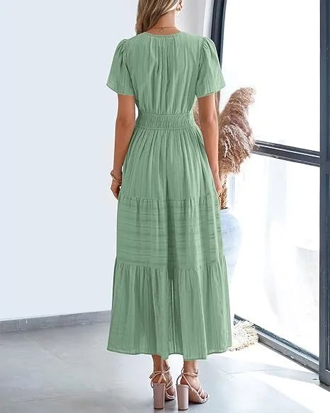 Design Tiered Ruffle Midi Dress Pink - 42