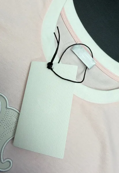 Design Ringer T-Shirt Pink with Embroidered Motif - 8