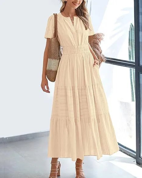 Design Tiered Ruffle Midi Dress Pink - 44