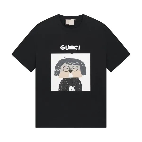 Gucci Cartoon Print Black T-Shirt - 1