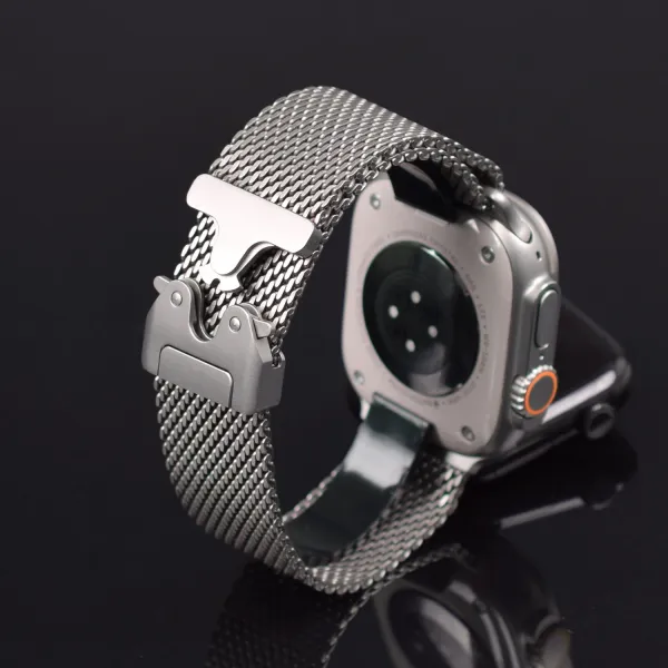 Apple Milanese Loop Watch Band Black and Silver Smartwatch Strap Smartwatches - 8