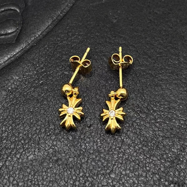 Chrome Hearts Maltese Cross Stud Earrings Gold - 5