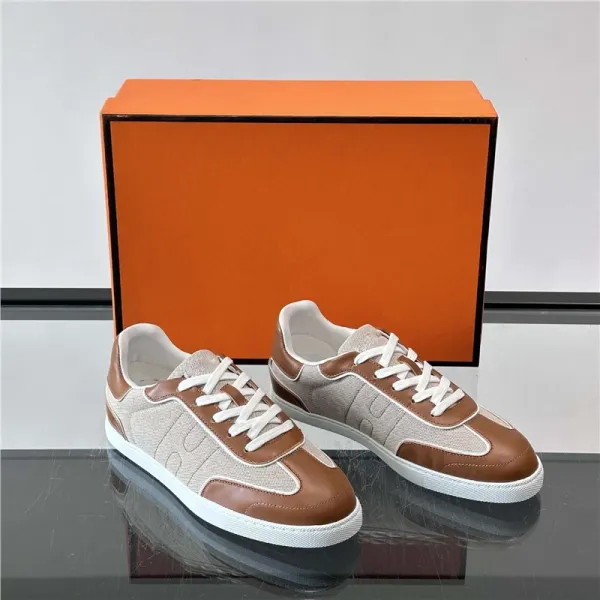 Hermès Tennis Classic Beige and Brown Sneakers - 1