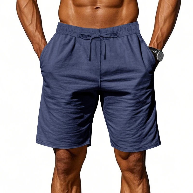 Design Drawstring Waist Shorts Navy Blue