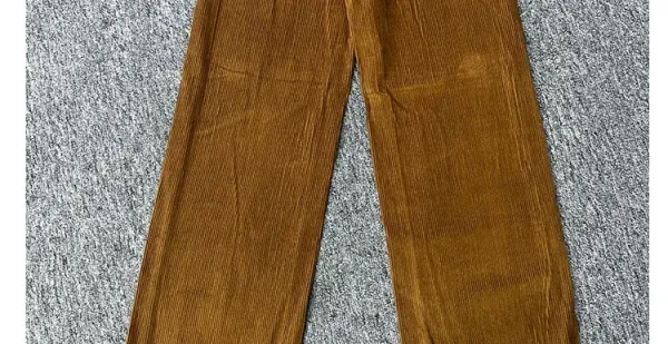 Design Corduroy Wide-Leg Trousers in Mustard Brown Pants - 10