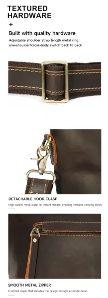 Design Vintage Leather Tote Bag Brown - 7