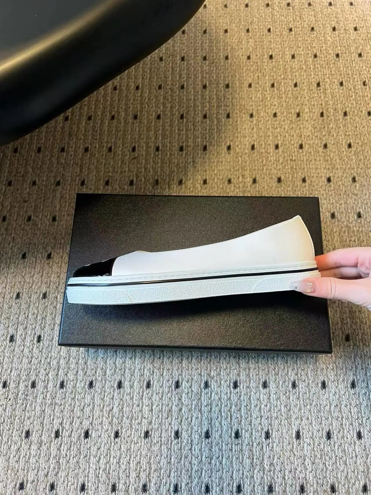Chanel Two-Tone Cap-Toe Ballet Flats White and Black Casual Shoes - 11