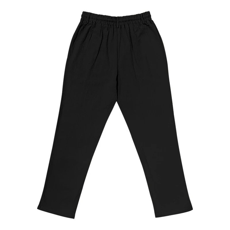 Design Wide-Leg Linen-Blend Trousers Black Pants - 22