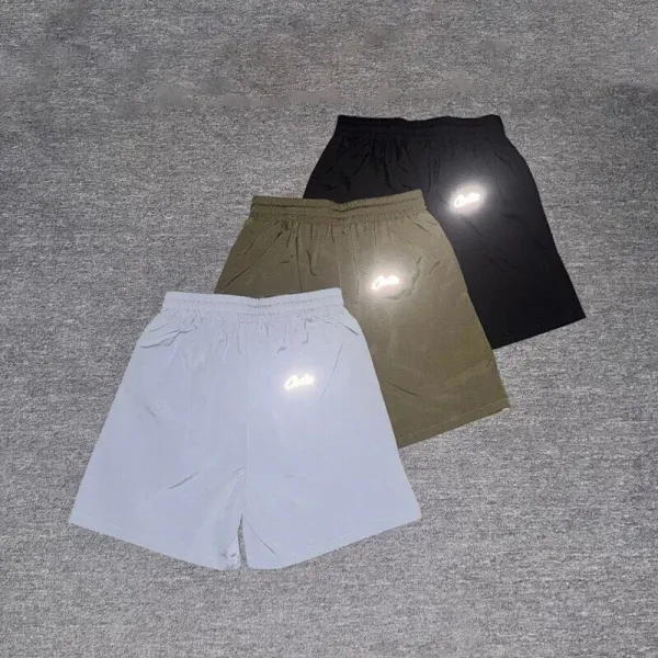 Design Mesh Panel Track Shorts Gray with Yellow and Black Stripe - 8