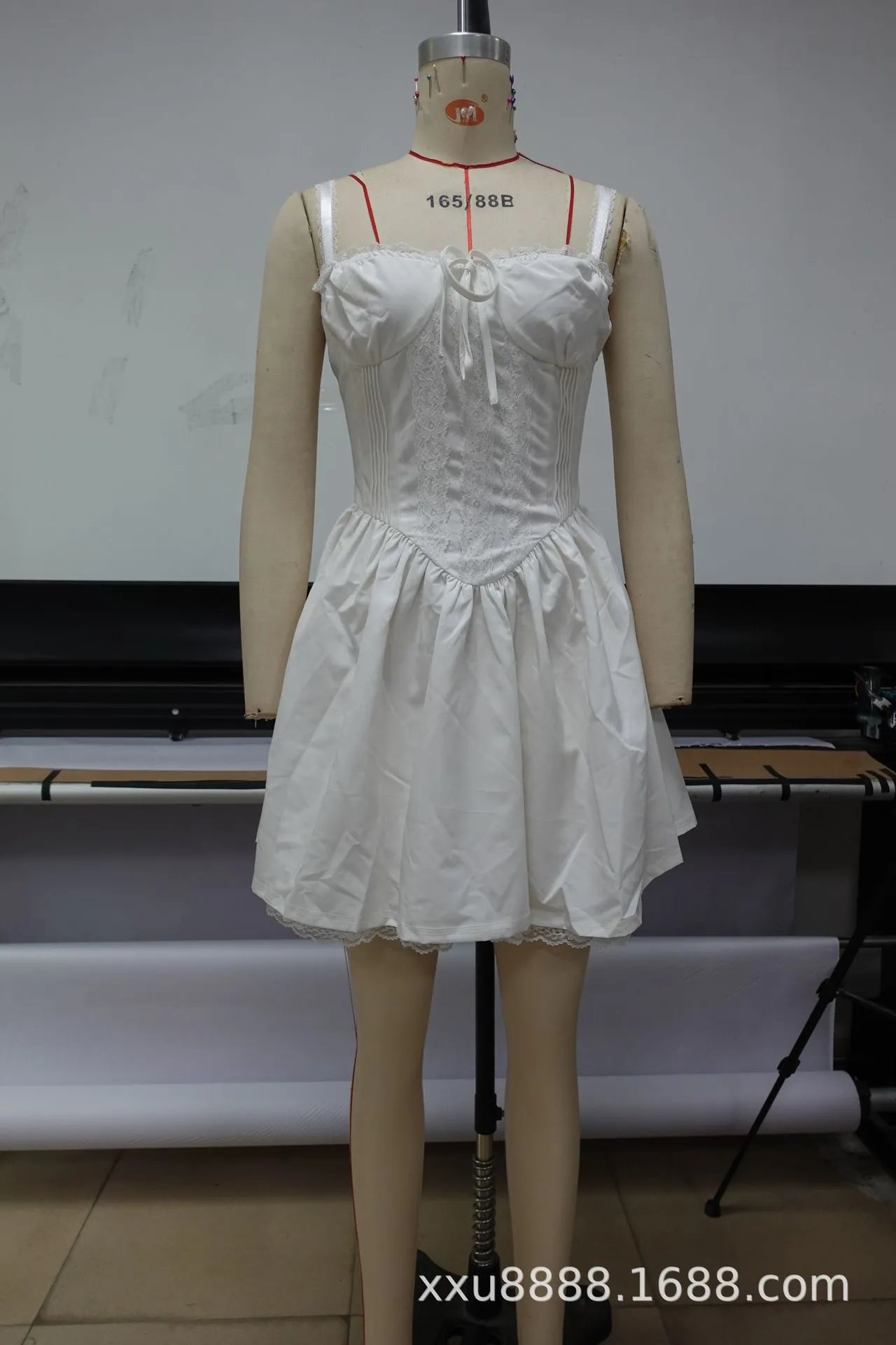 Design Off-Shoulder Lace Corset Mini Dress White - 16
