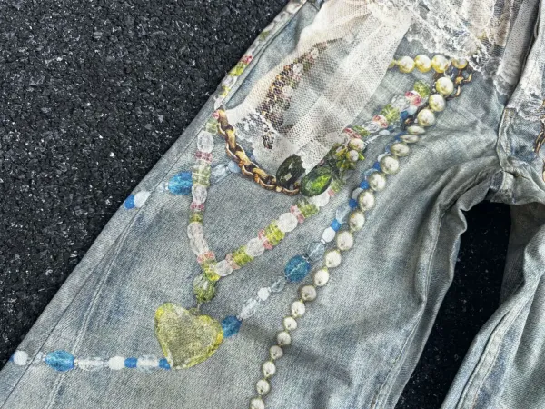 Denim Tears Distressed Print Wide-Leg Jeans Multicolor - 30