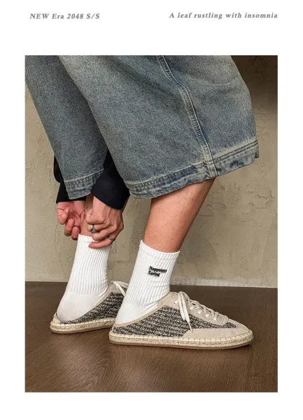 Design Espadrille Mule Sneaker Beige Casual Shoes - 9
