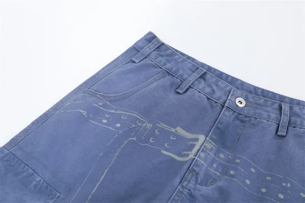 Design Cargo Pants Light Blue Wide-Leg - 20