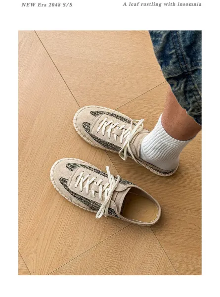 Design Espadrille Mule Sneaker Beige Casual Shoes - 10