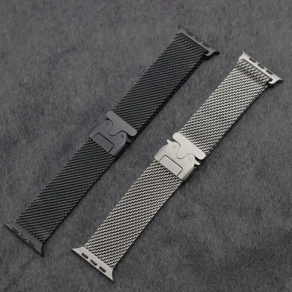 Apple Milanese Loop Watch Band Black and Silver Smartwatch Strap Smartwatches - 5