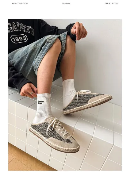 Design Espadrille Mule Sneaker Beige Casual Shoes - 15