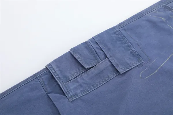 Design Cargo Pants Light Blue Wide-Leg - 24