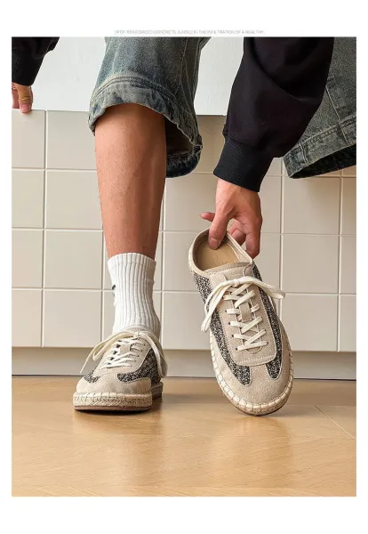 Design Espadrille Mule Sneaker Beige Casual Shoes - 17