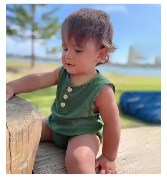 Design Muslin Sleeveless Romper White Baby Bodysuit Clothing - 13