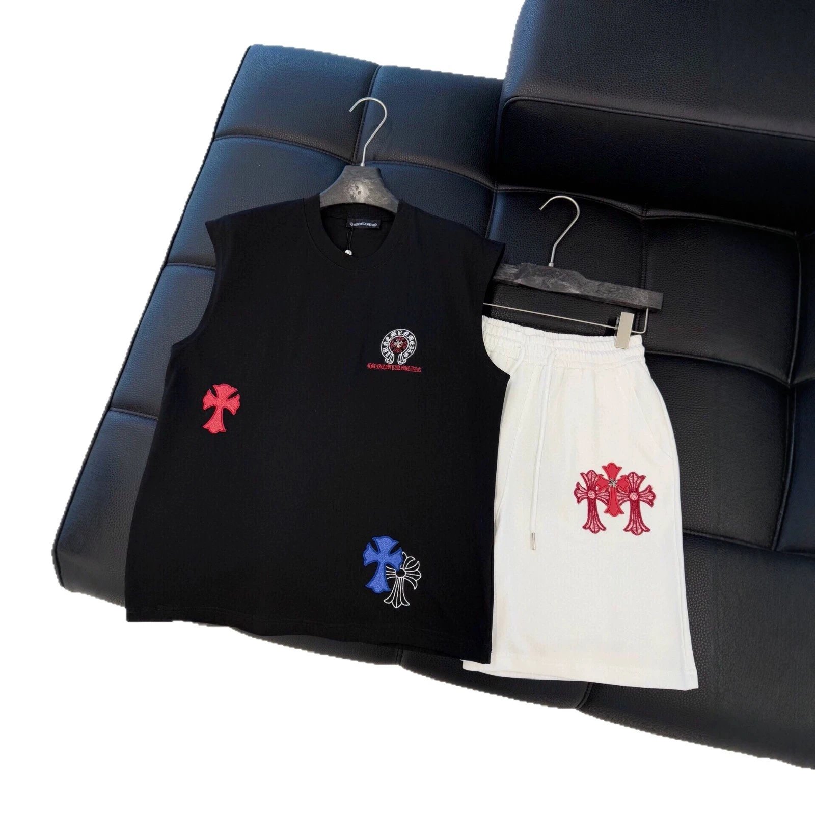 Chrome Hearts White Embroidered Cross Sleeveless Tank Top