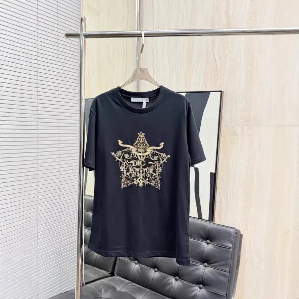 Dior Star Embroidered Black T-Shirt - 1