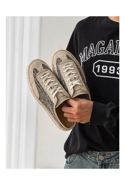 Design Espadrille Mule Sneaker Beige Casual Shoes - 22