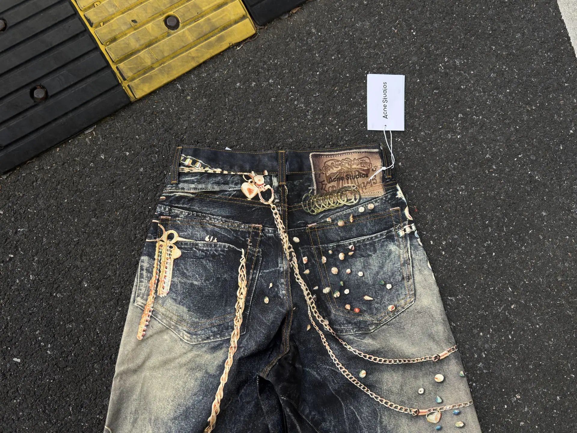 Denim Tears Distressed Print Wide-Leg Jeans Multicolor - 45